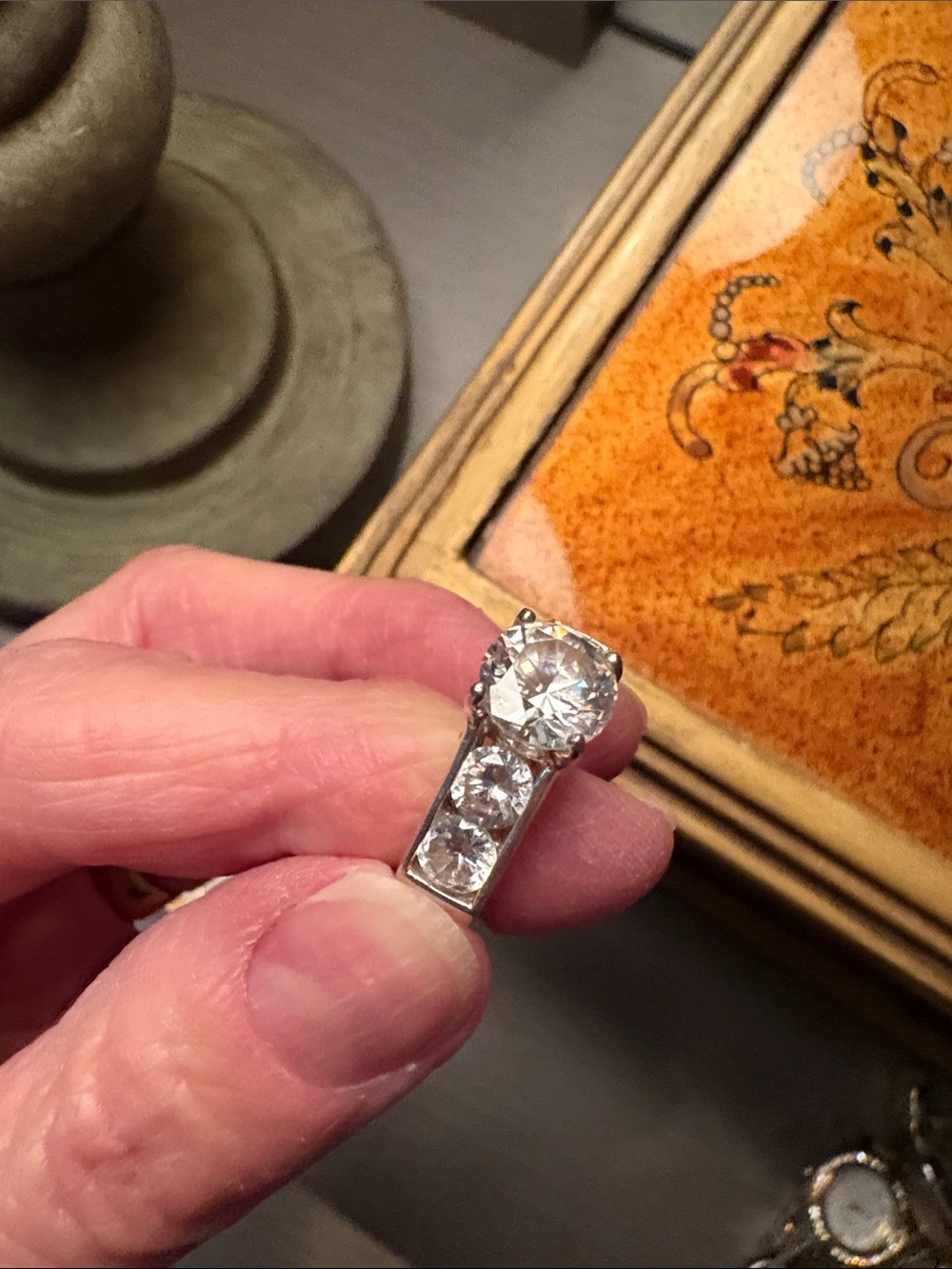 Sterling Silver Cubic Zirconia Three-Stone Ring - Silver